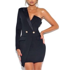 Elegant Black One-Shoulder Dress